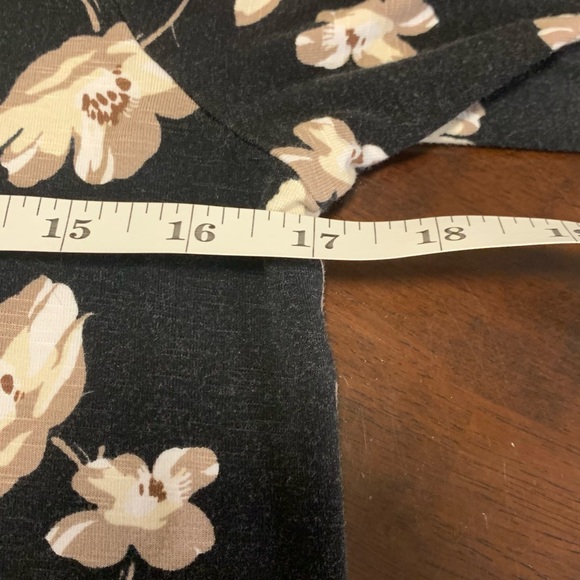 J. Jill XS Floral Casual Beach Vacation Midi Dress Black Tan - Picture 5 of 8